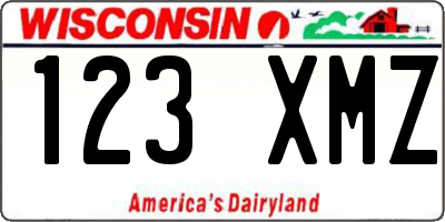 WI license plate 123XMZ