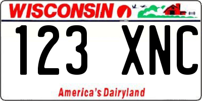 WI license plate 123XNC
