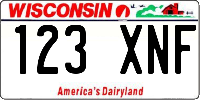 WI license plate 123XNF