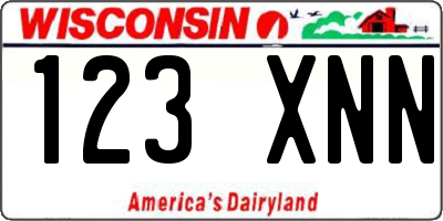 WI license plate 123XNN