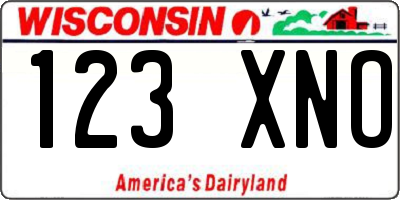 WI license plate 123XNO
