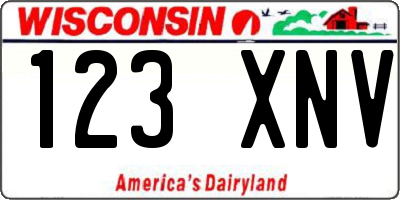 WI license plate 123XNV