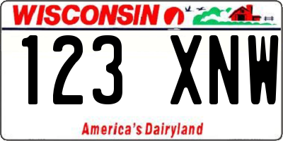 WI license plate 123XNW