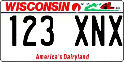 WI license plate 123XNX