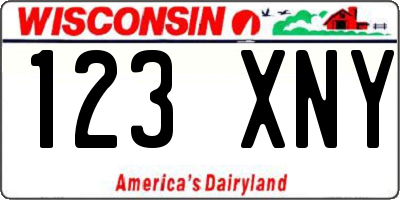 WI license plate 123XNY