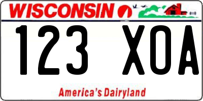 WI license plate 123XOA