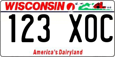 WI license plate 123XOC
