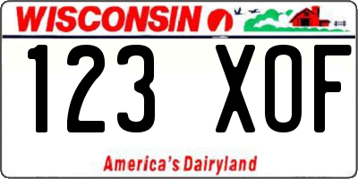 WI license plate 123XOF