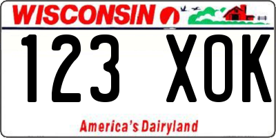 WI license plate 123XOK