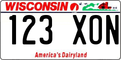 WI license plate 123XON