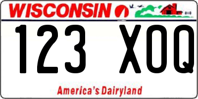 WI license plate 123XOQ