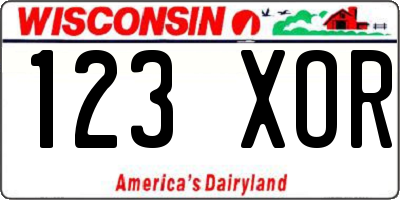 WI license plate 123XOR