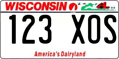 WI license plate 123XOS