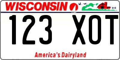 WI license plate 123XOT