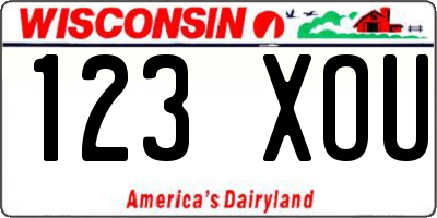 WI license plate 123XOU