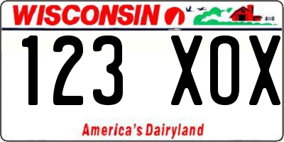 WI license plate 123XOX