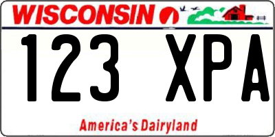 WI license plate 123XPA