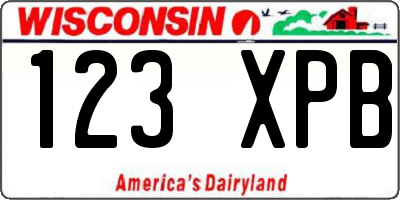 WI license plate 123XPB