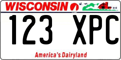 WI license plate 123XPC