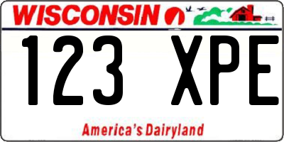 WI license plate 123XPE