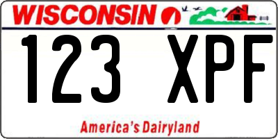 WI license plate 123XPF