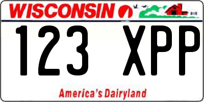 WI license plate 123XPP