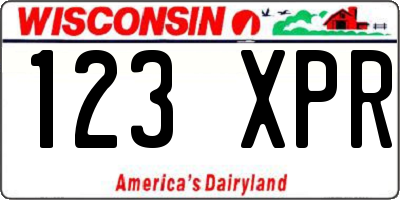 WI license plate 123XPR