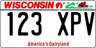 WI license plate 123XPV