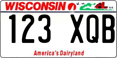 WI license plate 123XQB