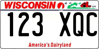 WI license plate 123XQC