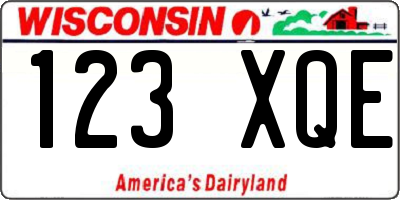 WI license plate 123XQE