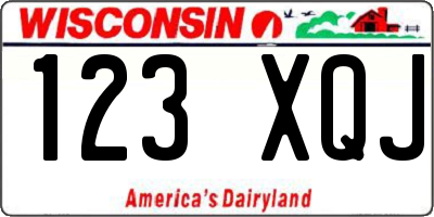 WI license plate 123XQJ