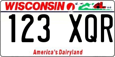 WI license plate 123XQR