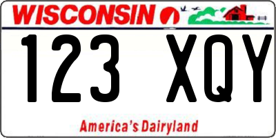 WI license plate 123XQY