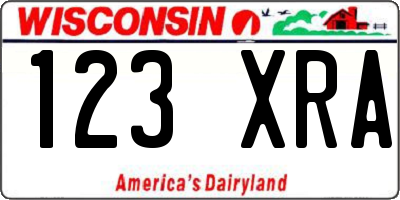 WI license plate 123XRA