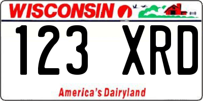 WI license plate 123XRD