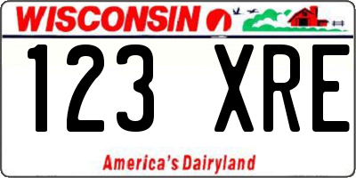 WI license plate 123XRE