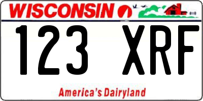 WI license plate 123XRF