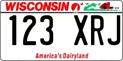 WI license plate 123XRJ