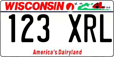 WI license plate 123XRL