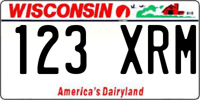 WI license plate 123XRM