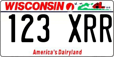 WI license plate 123XRR