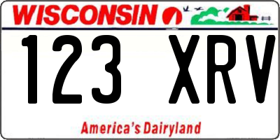 WI license plate 123XRV