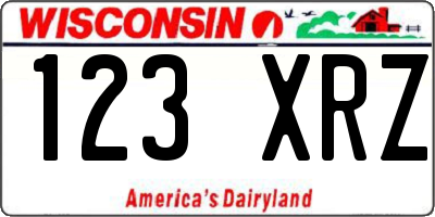 WI license plate 123XRZ
