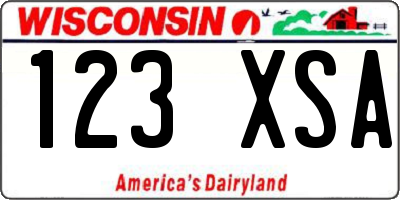 WI license plate 123XSA