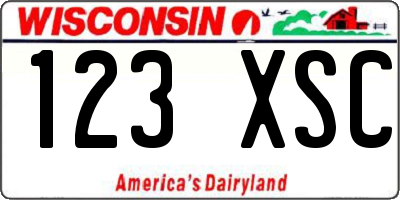 WI license plate 123XSC
