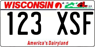 WI license plate 123XSF