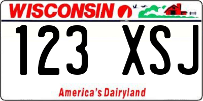 WI license plate 123XSJ