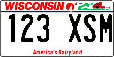 WI license plate 123XSM