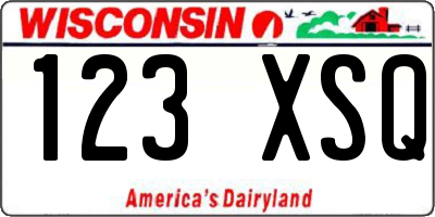 WI license plate 123XSQ